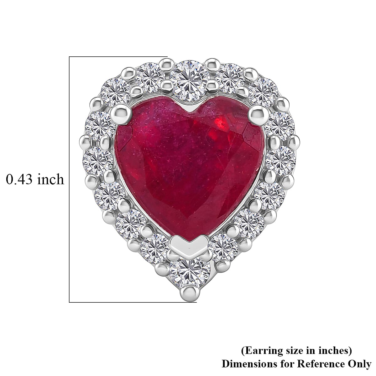 D'Joy Premium Niassa Ruby (FF) and Moissanite 4.00 ctw Stud Earrings in Rhodium Over Sterling Silver