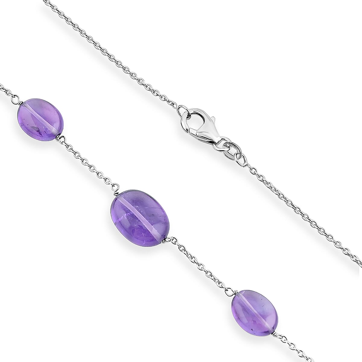 D'Joy African Amethyst 50.00 ctw Beaded Necklace in Rhodium Over Sterling Silver (24 Inches) image number 3