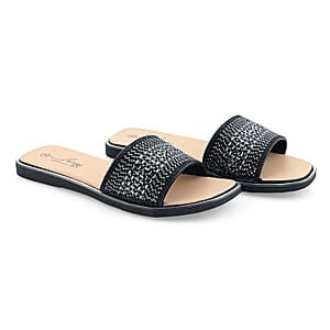 Love 83 Black Rhinestone Sandals 6