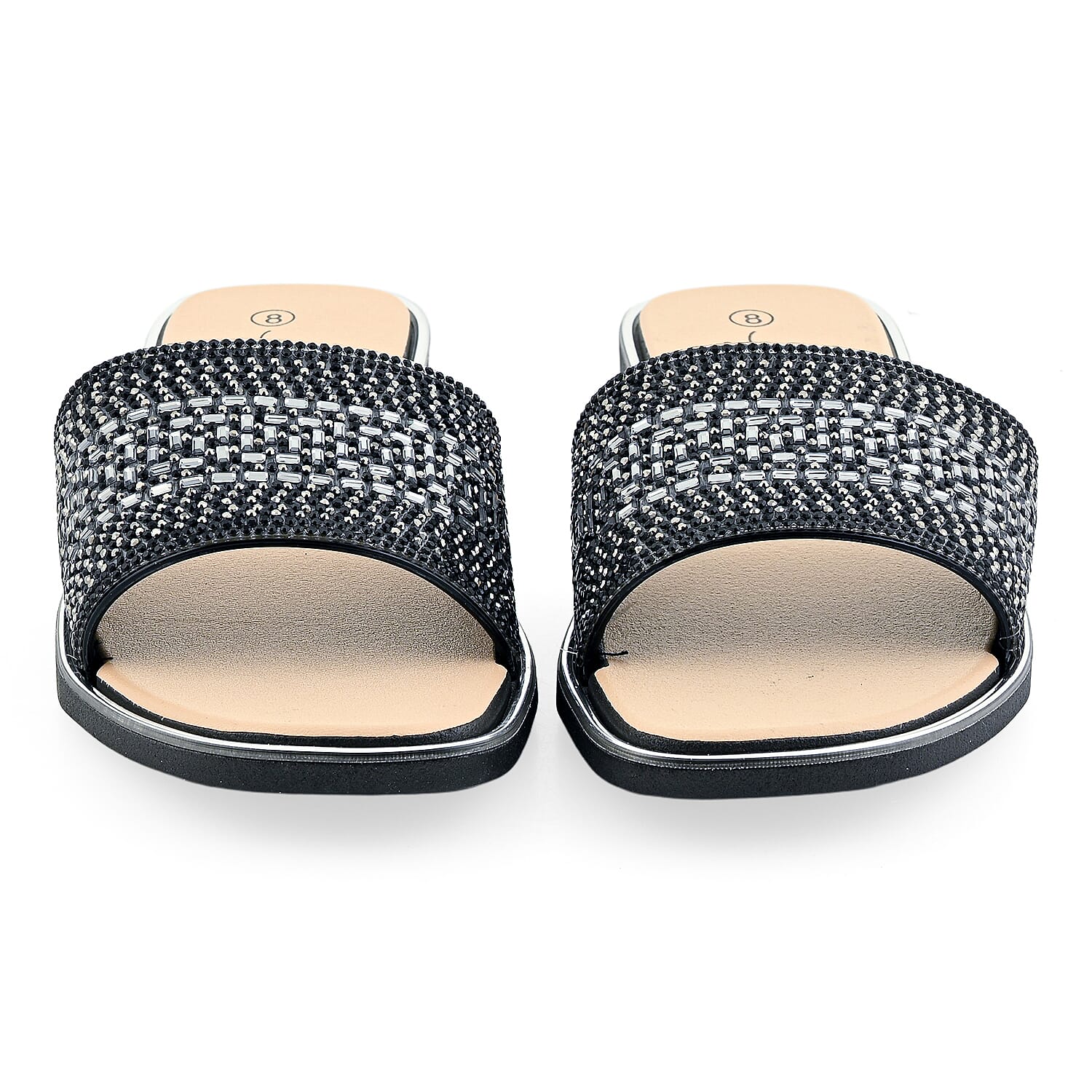 Love 83 Black Rhinestone Sandals 6