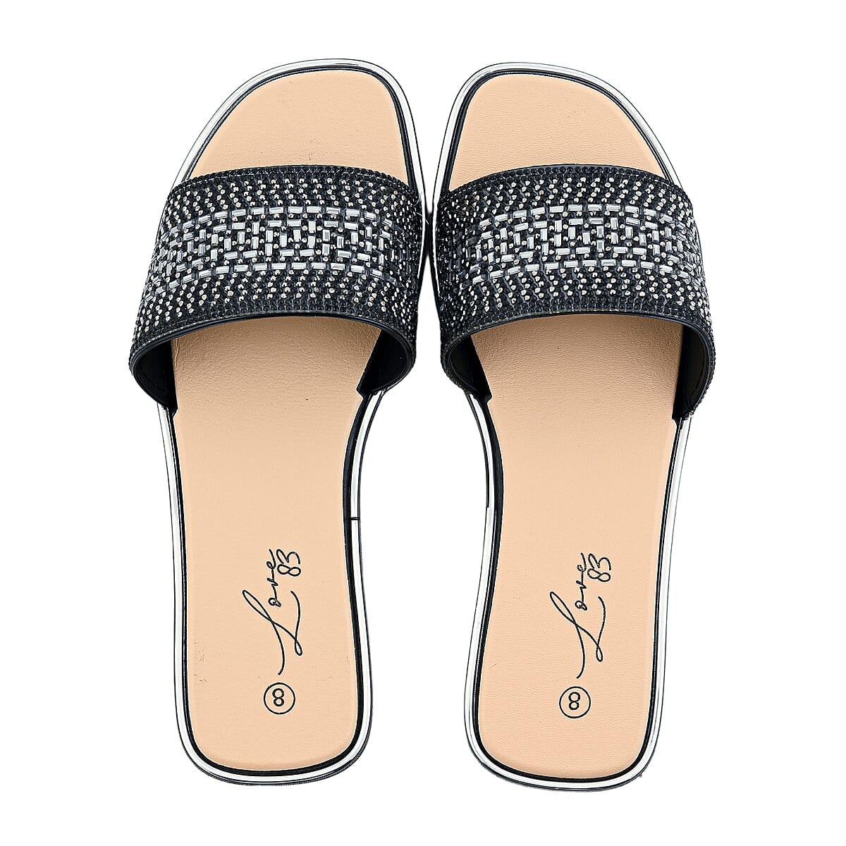 Love 83 Black Rhinestone Sandals 6 image number 5