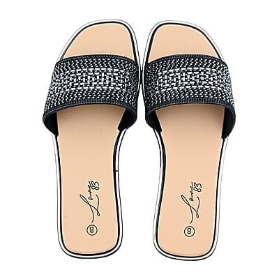 Love 83 Black Rhinestone Sandals 6