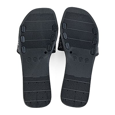 Love 83 Black Rhinestone Sandals 6