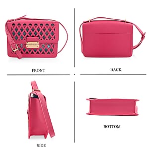 Closeout Nicole Miller Coral Faux Leather Crosshatch Boxed Crossbody Bag