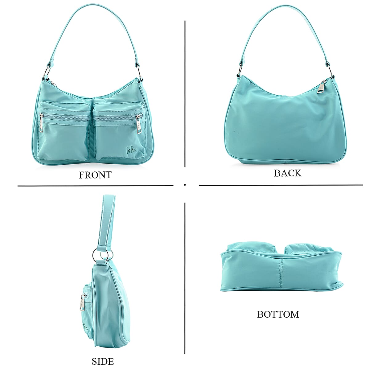 Closeout Nicole Miller Aqua Faux Leather Shoulder Bag with Removable Strap image number 2