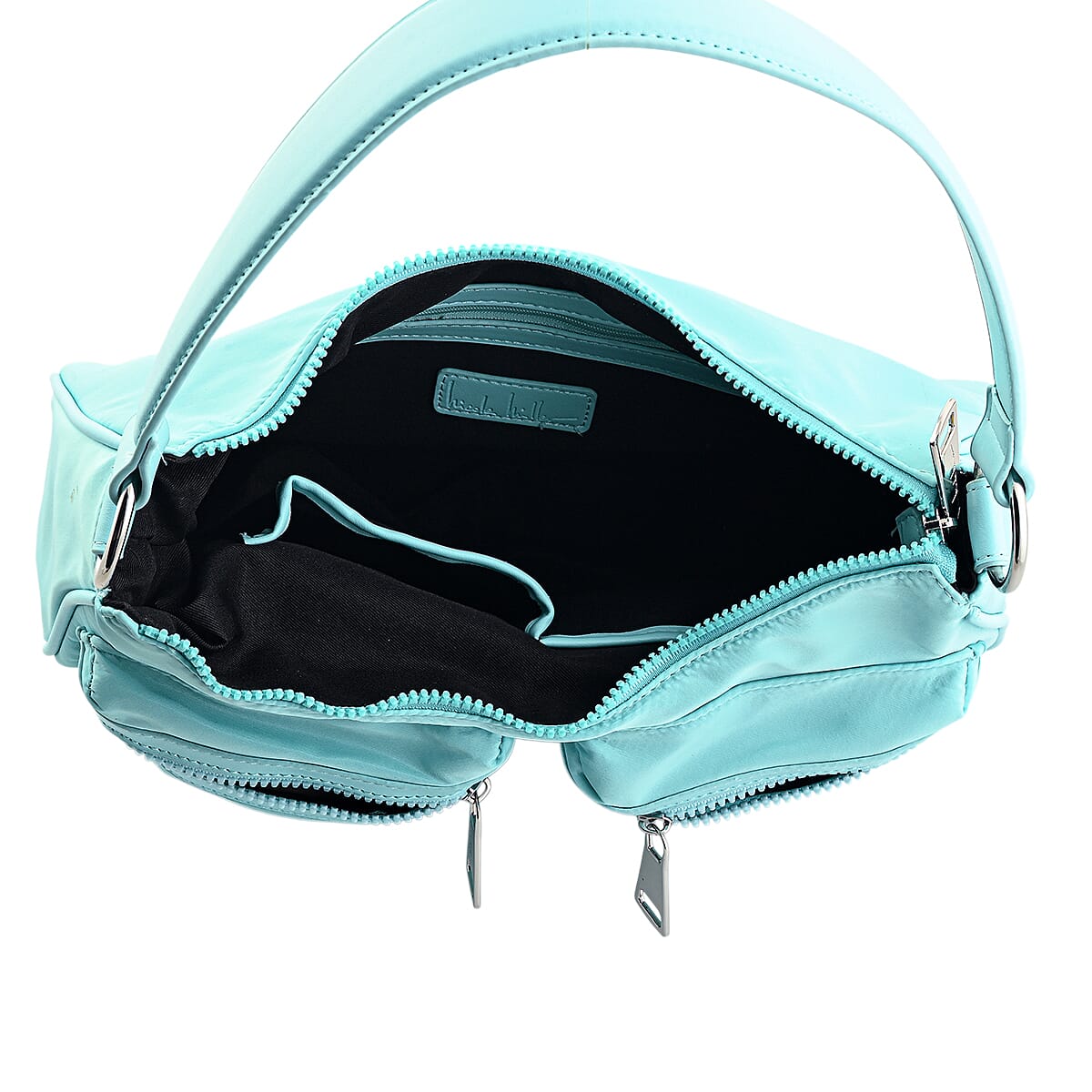 Closeout Nicole Miller Aqua Faux Leather Shoulder Bag with Removable Strap image number 3