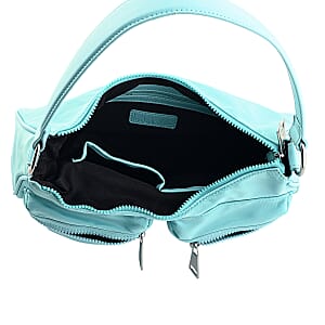 Closeout Nicole Miller Aqua Faux Leather Shoulder Bag with Removable Strap