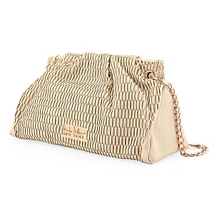 Closeout Nicole Miller Cream Faux Leather Lazer Cut Shoulder Bag
