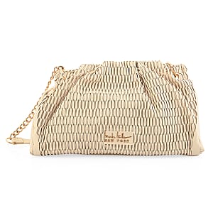 Closeout Nicole Miller Cream Faux Leather Lazer Cut Shoulder Bag