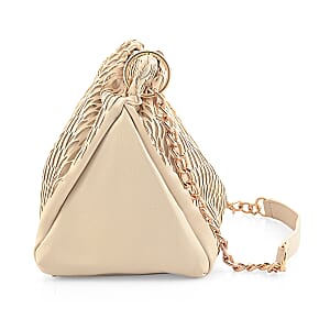 Closeout Nicole Miller Cream Faux Leather Lazer Cut Shoulder Bag