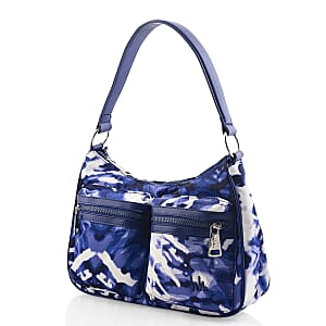 Closeout Nicole Miller Navy & White Faux Leather Shoulder Bag with Removable Strap