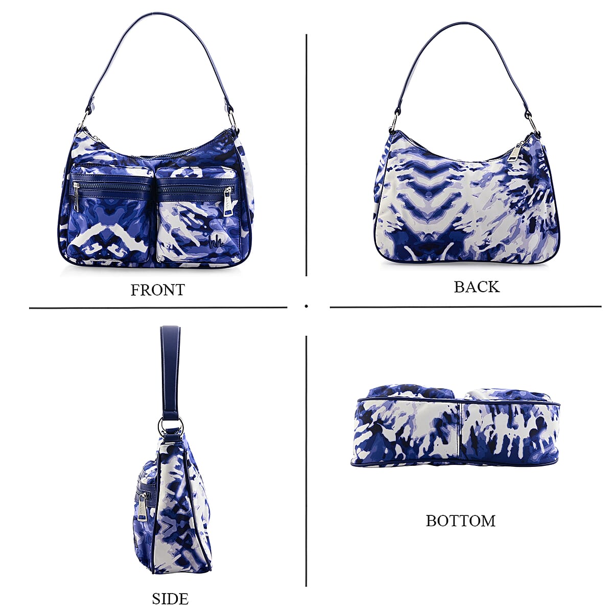 Closeout Nicole Miller Navy & White Faux Leather Shoulder Bag with Removable Strap image number 2