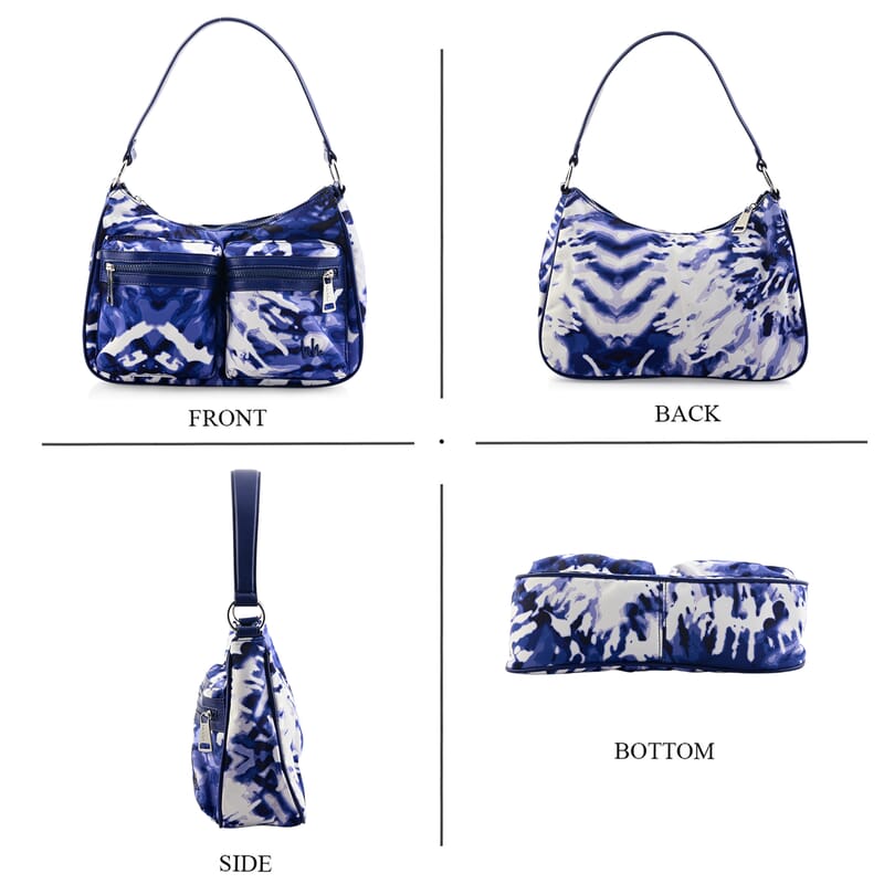 Closeout Nicole Miller Navy & White Faux Leather Shoulder Bag with Strap
