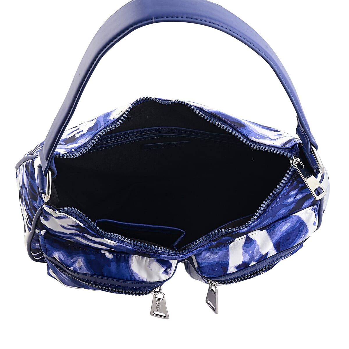 Closeout Nicole Miller Navy & White Faux Leather Shoulder Bag with Removable Strap image number 3