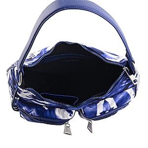 Closeout Nicole Miller Navy & White Faux Leather Shoulder Bag with Removable Strap