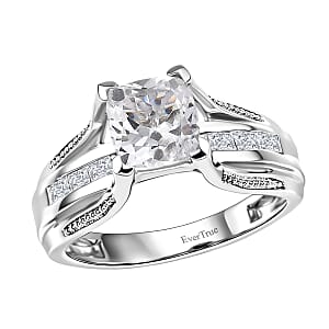 EverTrue Lab Created White Sapphire 2.60 ctw Bridge Ring in Platinum Bond (Size  10.0)