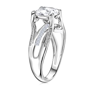EverTrue Lab Created White Sapphire 2.60 ctw Bridge Ring in Platinum Bond (Size  10.0)