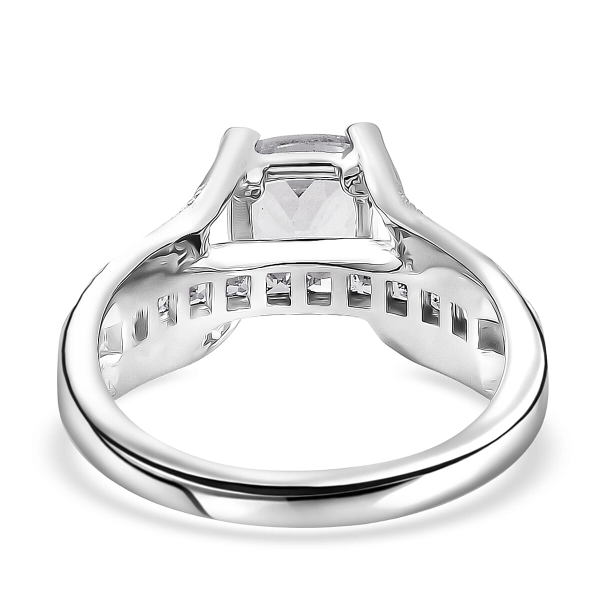 EverTrue Lab Created White Sapphire 2.60 ctw Bridge Ring in Platinum Bond (Size  10.0) image number 4