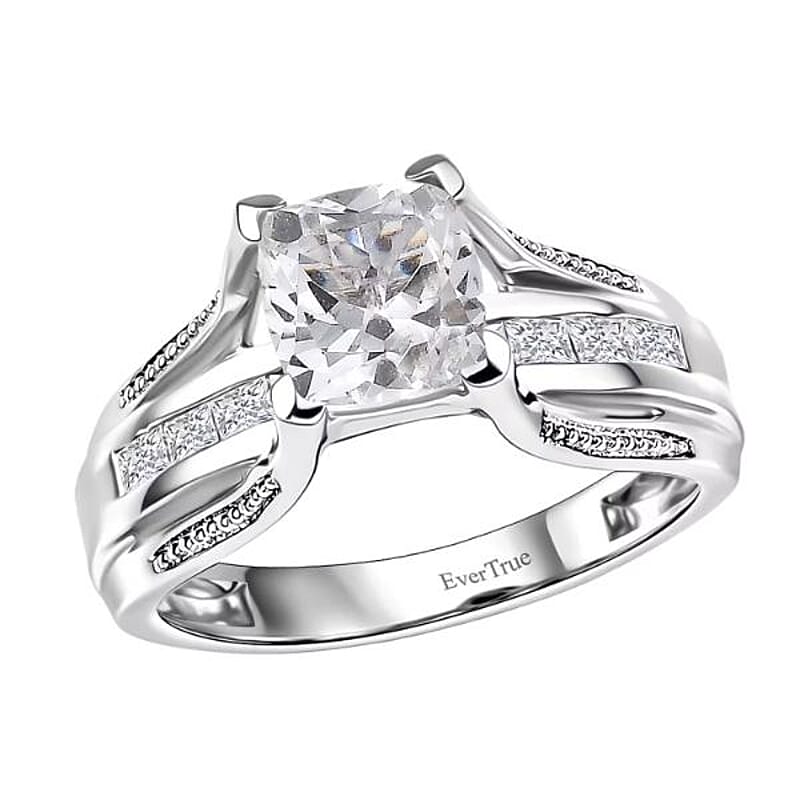 EverTrue Lab Created White Sapphire 2.60 ctw Bridge Ring in Platinum Bond (Size 11.0)