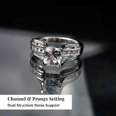 EverTrue Lab Created White Sapphire 2.60 ctw Bridge Ring in Platinum Bond (Size 7.0)