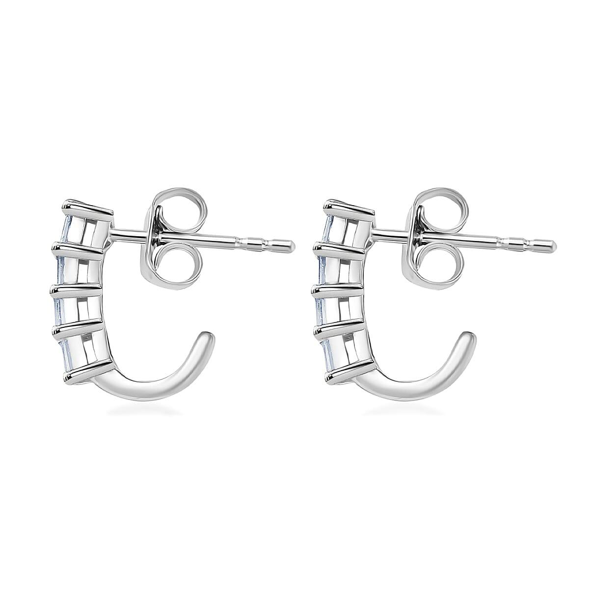Luxuriant Lab Grown Diamond (VS) 0.15 ctw Baguette Matrix Hoop Earrings in Platinum Over Sterling Silver