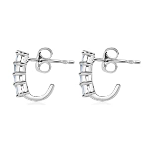 Luxuriant Lab Grown Diamond (VS) 0.15 ctw Baguette Matrix Hoop Earrings in Platinum Over Sterling Silver