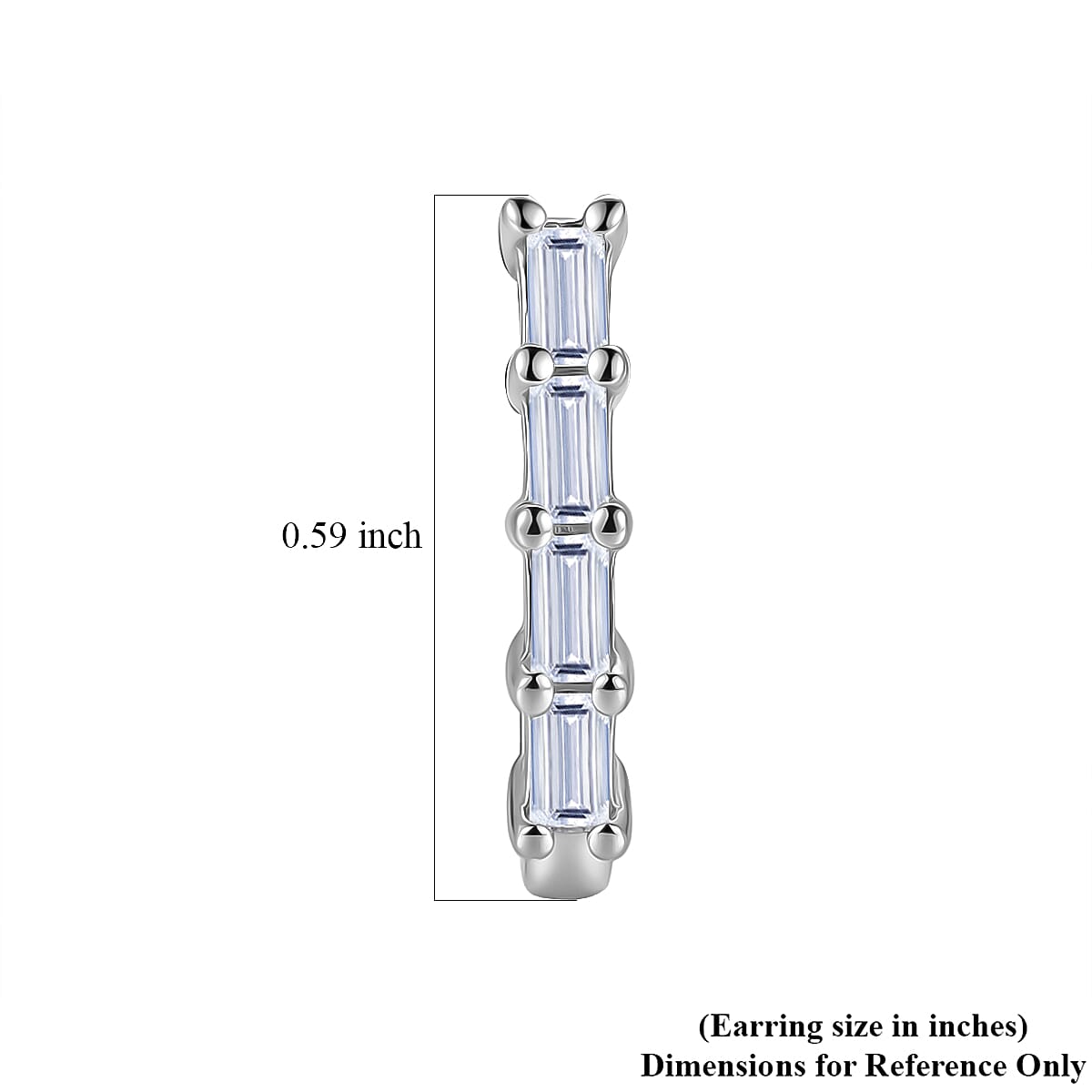 Luxuriant Lab Grown Diamond (VS) 0.15 ctw Baguette Matrix Hoop Earrings in Platinum Over Sterling Silver image number 4
