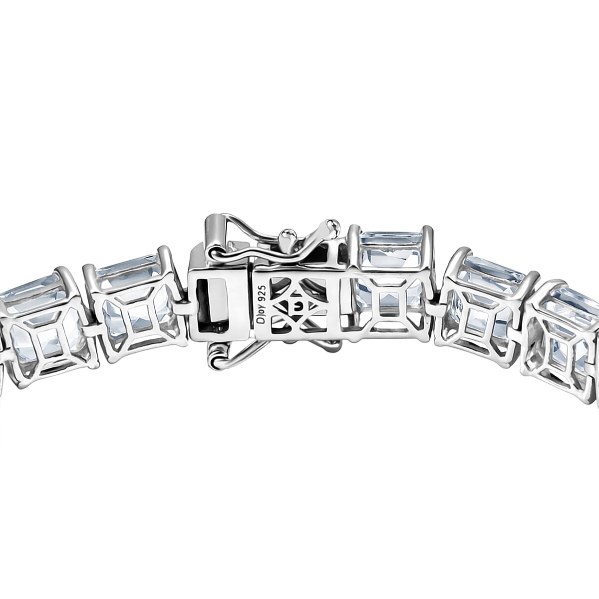 D'Joy Premium Asscher Cut White Topaz 39.70 ctw Eternal Spark Bracelet in Rhodium Over Sterling Silver (7.25 In) image number 3