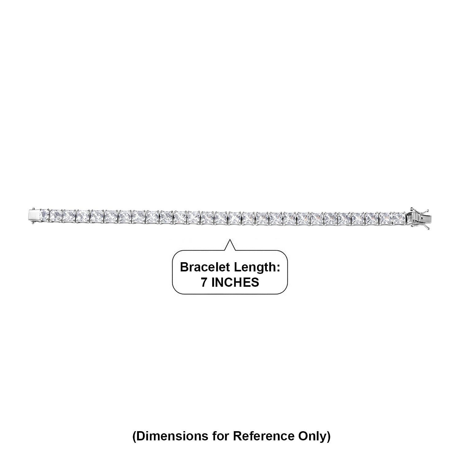 D'Joy Premium Asscher Cut White Topaz 38.50 ctw Eternal Spark Bracelet in Rhodium Over Sterling Silver (7.25 In)
