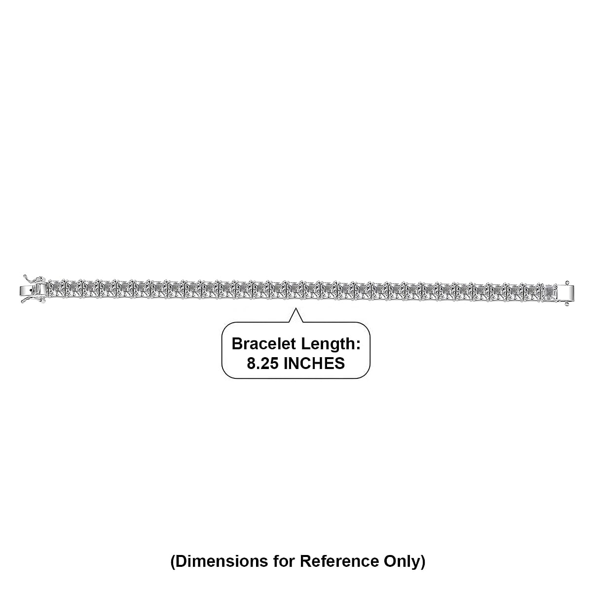 D'Joy Premium Asscher Cut White Topaz 41.50 ctw Eternal Spark Bracelet in Rhodium Over Sterling Silver (8.00 In) image number 4