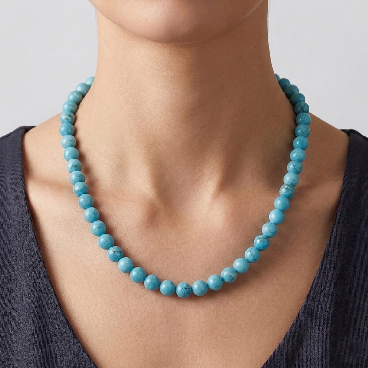 Amazonite Color Chalcedony 330.00 ctw Beaded Necklace (18 Inches) in Sterling Silver image number 2