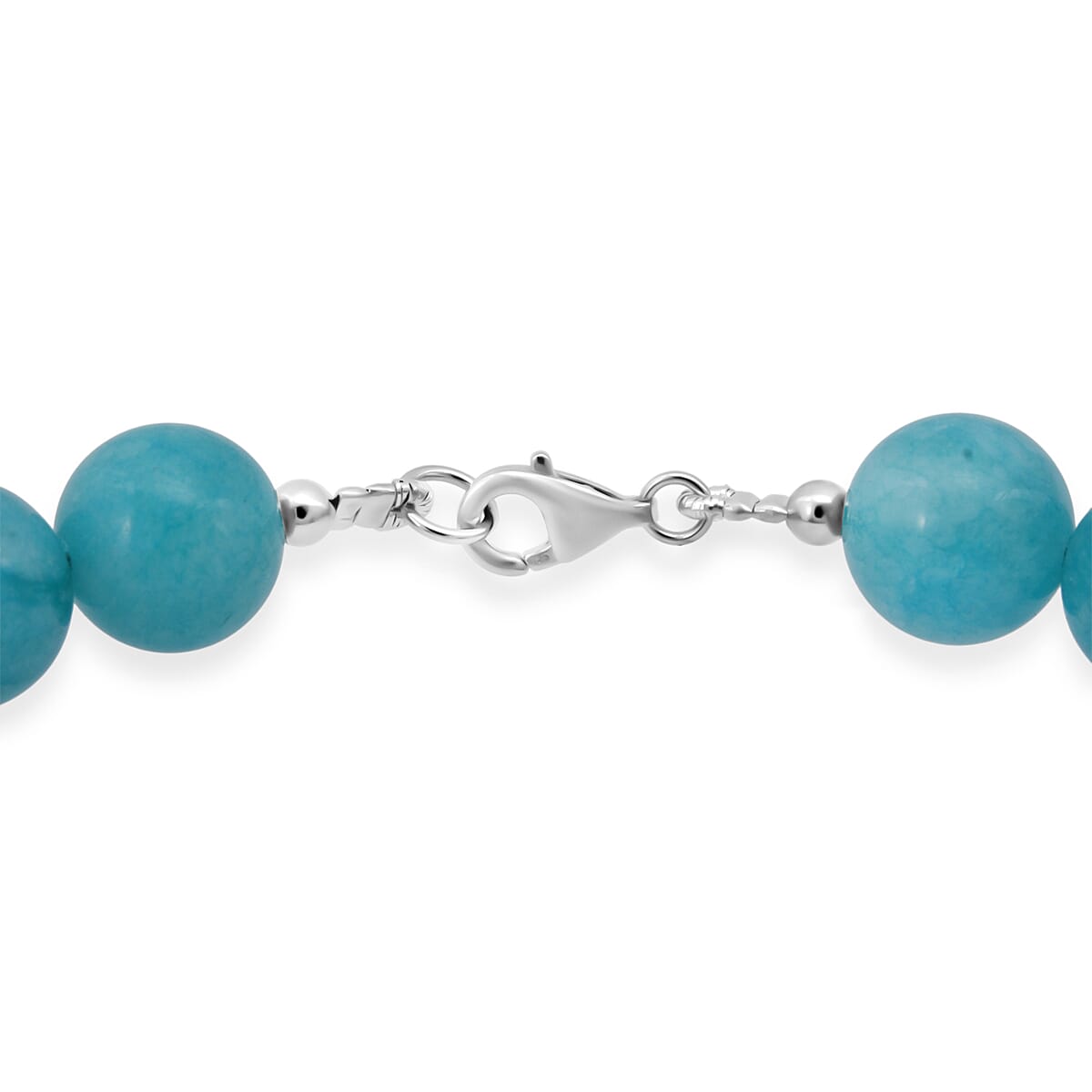 Amazonite Color Chalcedony 330.00 ctw Beaded Necklace (18 Inches) in Sterling Silver image number 4