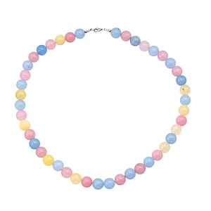 Multi Color Chalcedony 310.00 ctw Beaded Necklace in Sterling Silver (18 Inches)