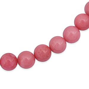 Peach Pink Color Chalcedony 310.00 ctw Beaded Necklace (18 Inches) in Sterling Silver