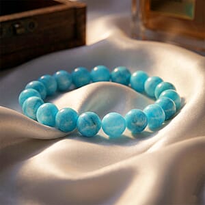 Amazonite Color Chalcedony 135.00 ctw Beaded Stretch Bracelet