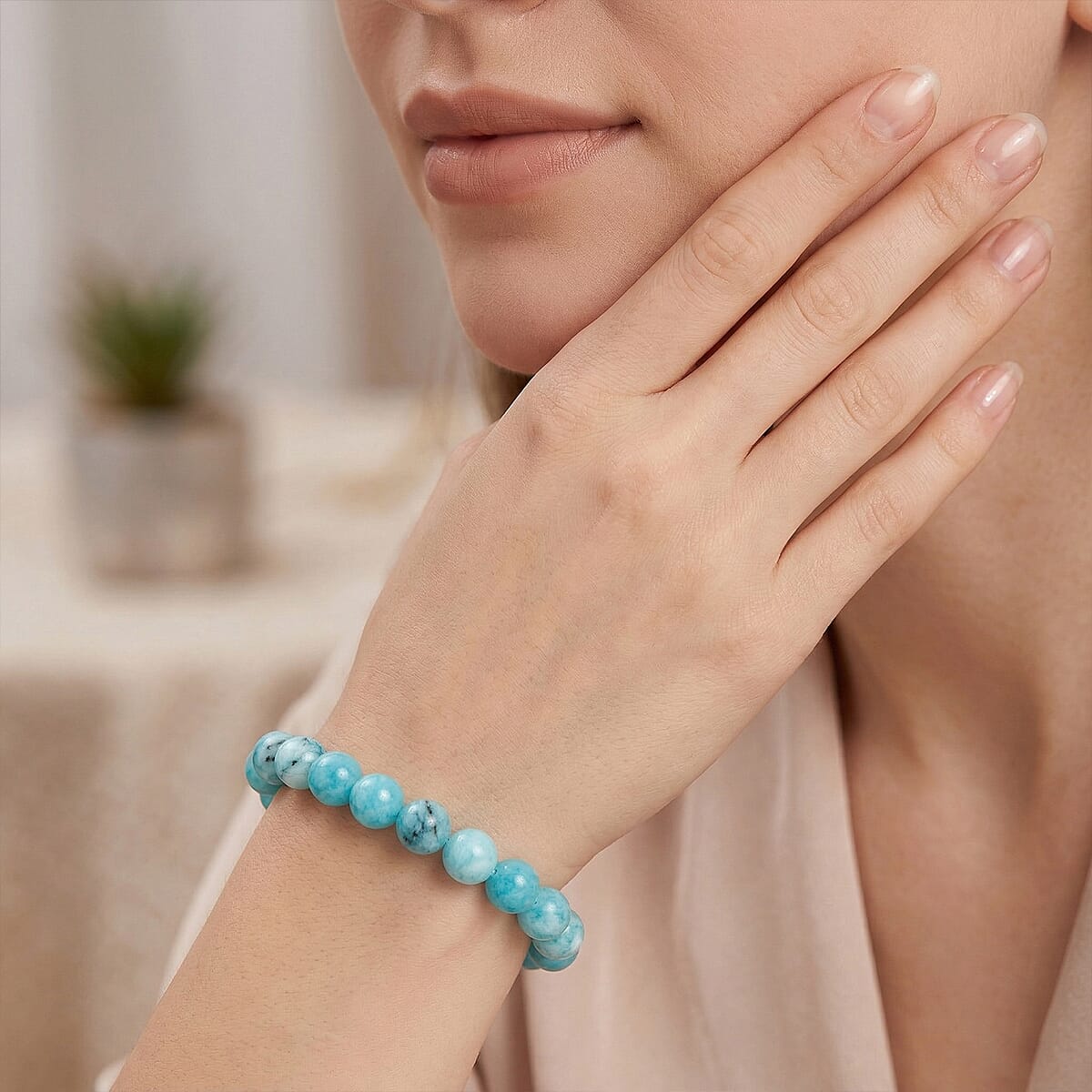 Amazonite Color Chalcedony 135.00 ctw Beaded Stretch Bracelet image number 2