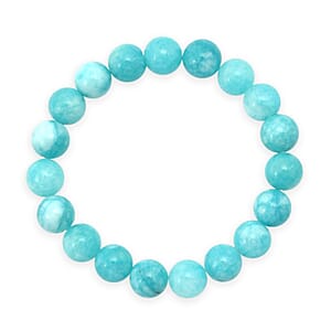 Amazonite Color Chalcedony 135.00 ctw Beaded Stretch Bracelet