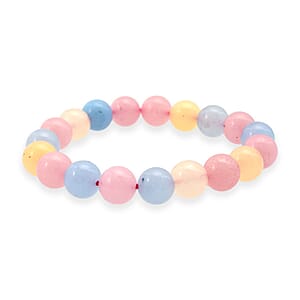 Multi Color Chalcedony 134.00 ctw Beaded Stretch Bracelet