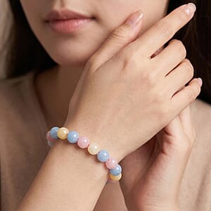 Multi Color Chalcedony 134.00 ctw Beaded Stretch Bracelet