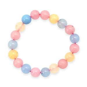 Multi Color Chalcedony 134.00 ctw Beaded Stretch Bracelet