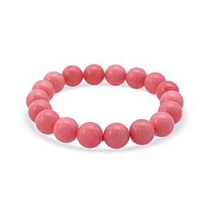 Peach Pink Color Chalcedony 139.50 ctw Beaded Stretch Bracelet