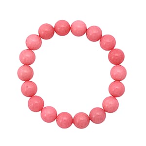 Peach Pink Color Chalcedony 139.50 ctw Beaded Stretch Bracelet