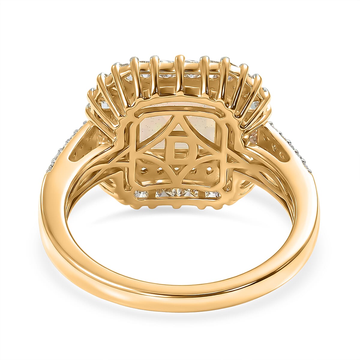 D'Joy Asscher Cut Premium Ethiopian Welo Opal and Multi Gemstone 2.75 ctw Prism Crown Ring in 18K Vermeil Yellow Gold Over Sterling Silver (Size 10.0)