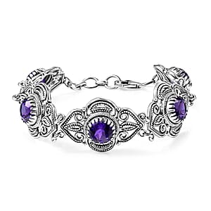 D'Joy Artisan Crafted Passport to Turkey Premium African Amethyst 9.35 ctw Bracelet in Sterling Silver (7.25 In)