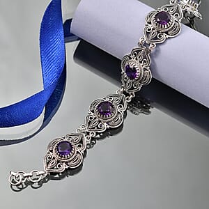 D'Joy Artisan Crafted Passport to Turkey Premium African Amethyst 9.35 ctw Bracelet in Sterling Silver (7.25 In)