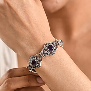 D'Joy Artisan Crafted Passport to Turkey Premium African Amethyst 9.35 ctw Bracelet in Sterling Silver (7.25 In)