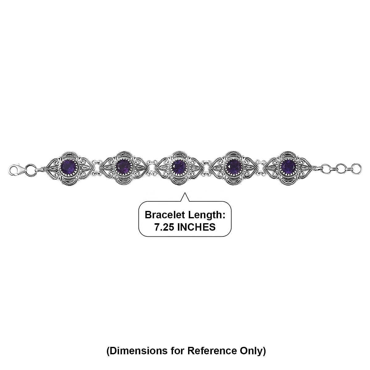 D'Joy Artisan Crafted Passport to Turkey Premium African Amethyst 9.35 ctw Bracelet in Sterling Silver (7.25 In) image number 4