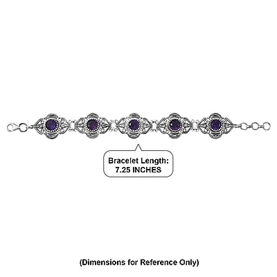 D'Joy Passport to Turkey Artisan Crafted Premium African Amethyst 9.35 ctw Bracelet in Sterling Silver (7.25 In)