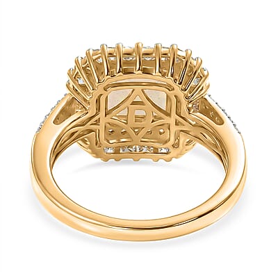 D'Joy Asscher Cut Premium Ethiopian Welo Opal and Multi Gemstone 2.75 ctw Prism Crown Ring in 18K Vermeil Yellow Gold Over Sterling Silver (Size 7.0)