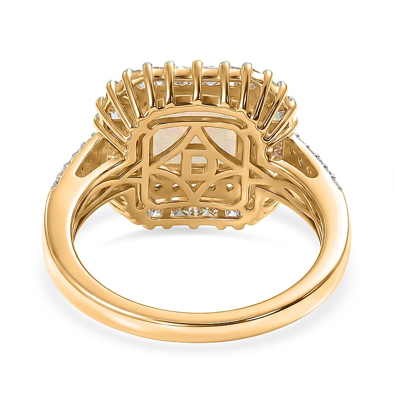 D'Joy Asscher Cut Premium Ethiopian Welo Opal and Multi Gemstone 2.75 ctw Prism Crown Ring in 18K Vermeil Yellow Gold Over Sterling Silver (Size 7.0)